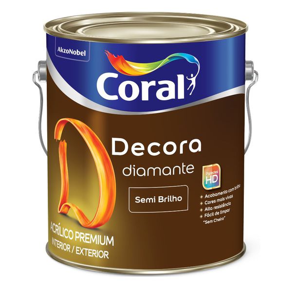 Acrílico Decora Diamante Branco Neve Semi Brilho - 3,6L