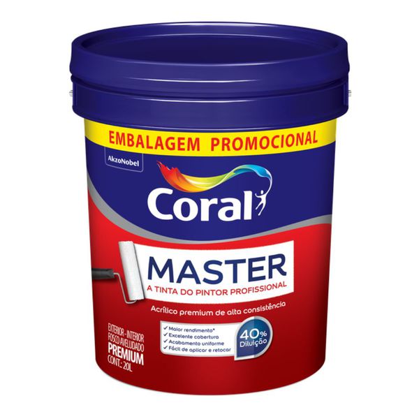  Acrílico Fosco Coral Master Branco - 20L