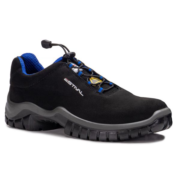 Sapato de Segurança em Microfibra - Preto e Azul - Estival - EN10021S2 - CA 50880