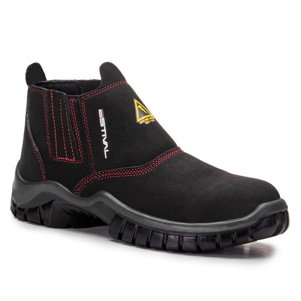 Botina de Segurança em Microfibra - Preto e Vermelho - Estival - WO10013S2 - Bico de Composite - CA 32293