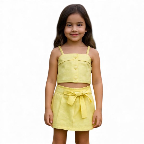 Conjunto Short Saia Amarelo