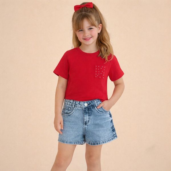 Blusa Vermelha Bolso Stras