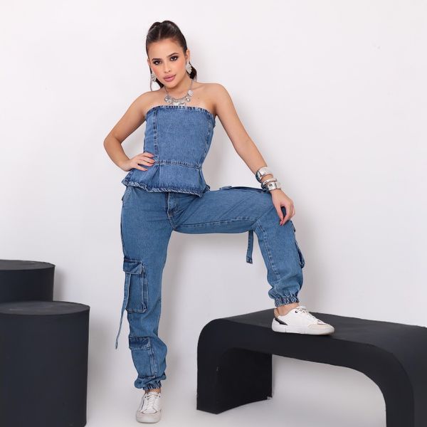 Calça Jogger Cargo Jeans