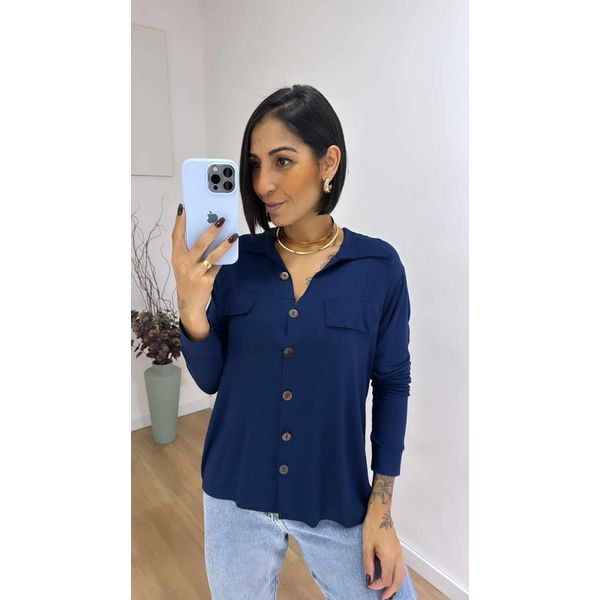 Camisa Thaís Azul Marinho