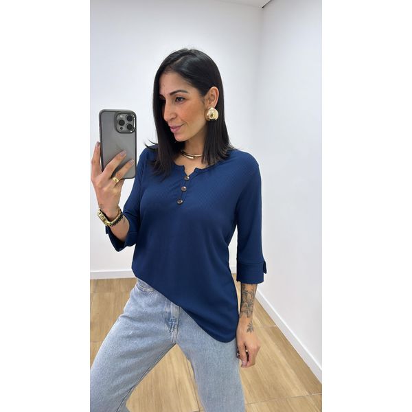 Blusa Selma Canelada 2 Azul