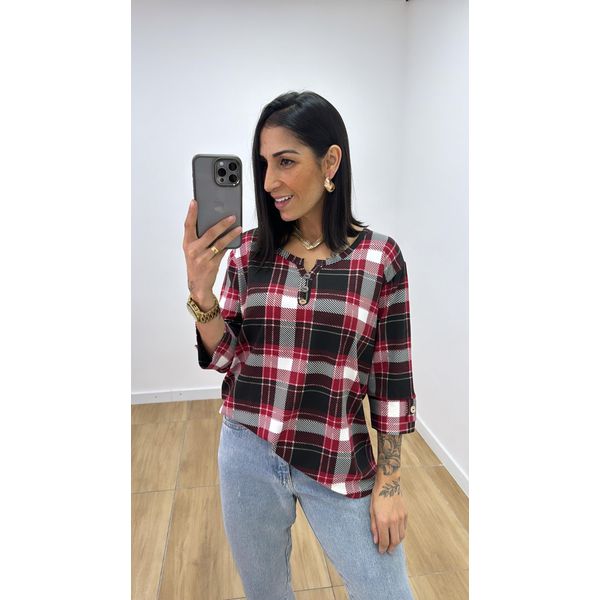 Blusa Selma Xadrez Vermelha