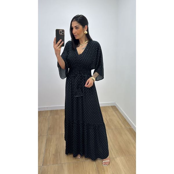 Vestido Talita Poá Preto
