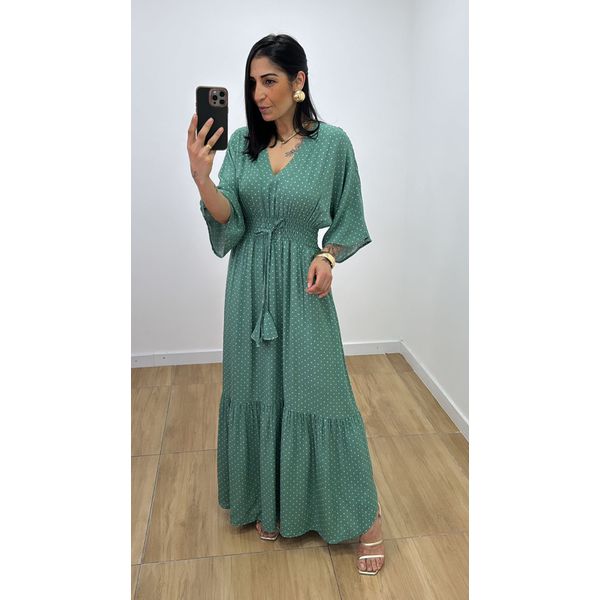 Vestido Talita Poá Verde