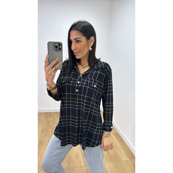 Camisa Emma Estampada Preta