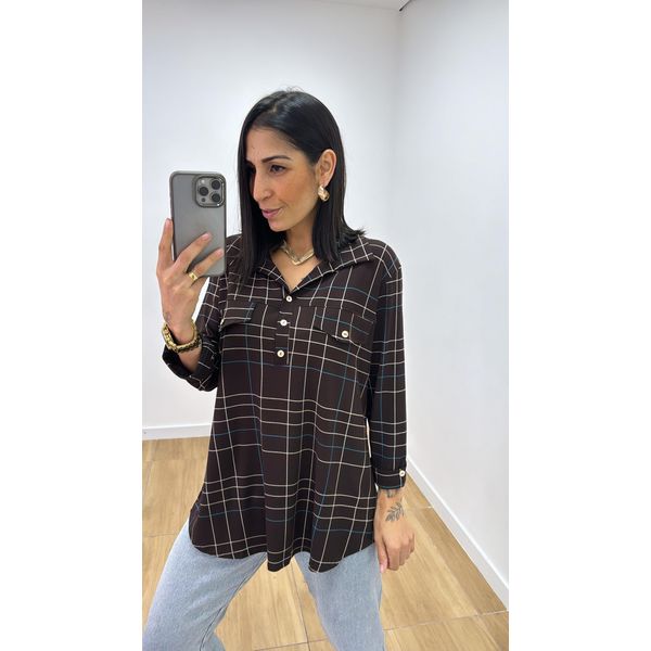 Camisa Emma Estampada Marrom