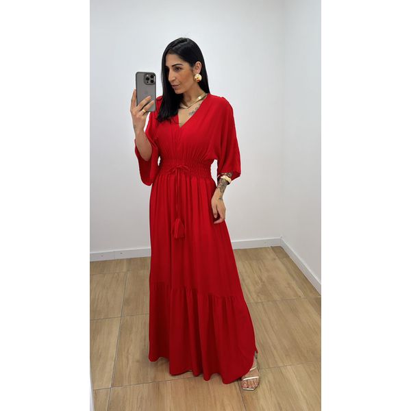 Vestido Talita Liso Vermelho
