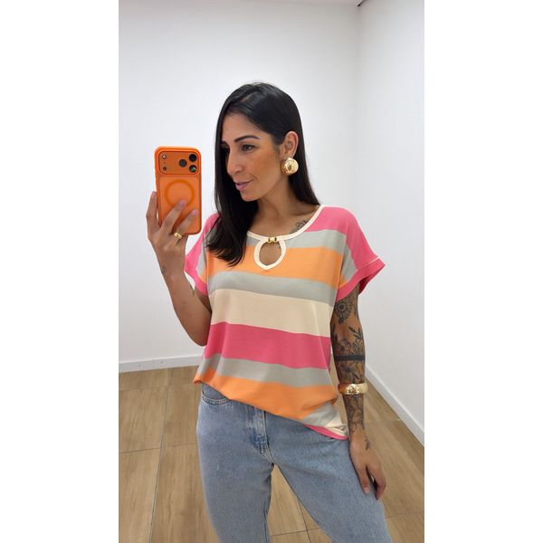 Tshirt Maíra Listra Coral