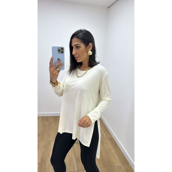 Blusa Fenda Creme