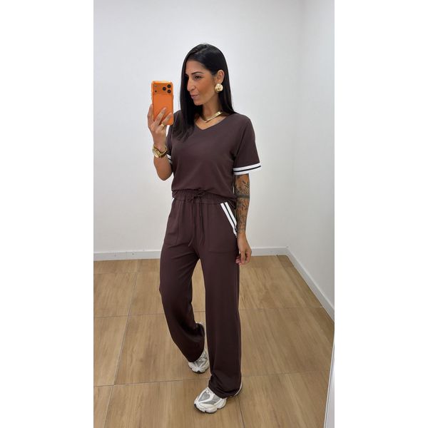 Conjunto Calça Kaly Marrom