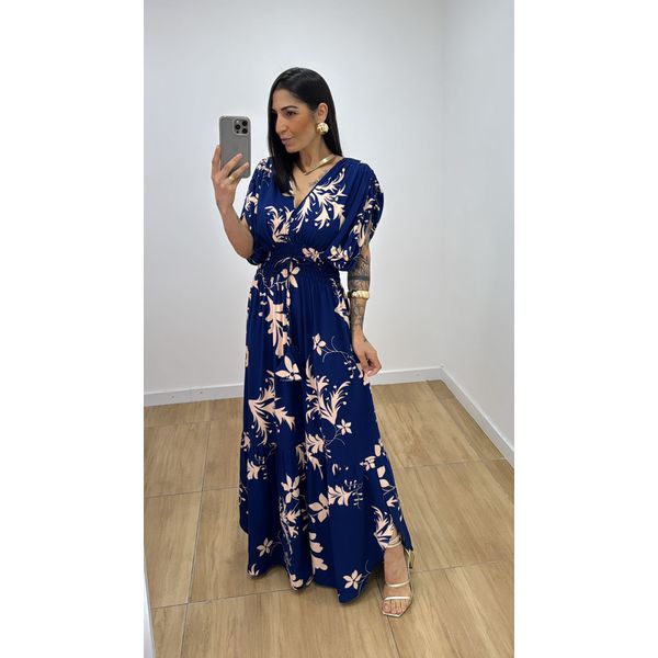 Vestido Tássia Estampado 2 Azul Marinho
