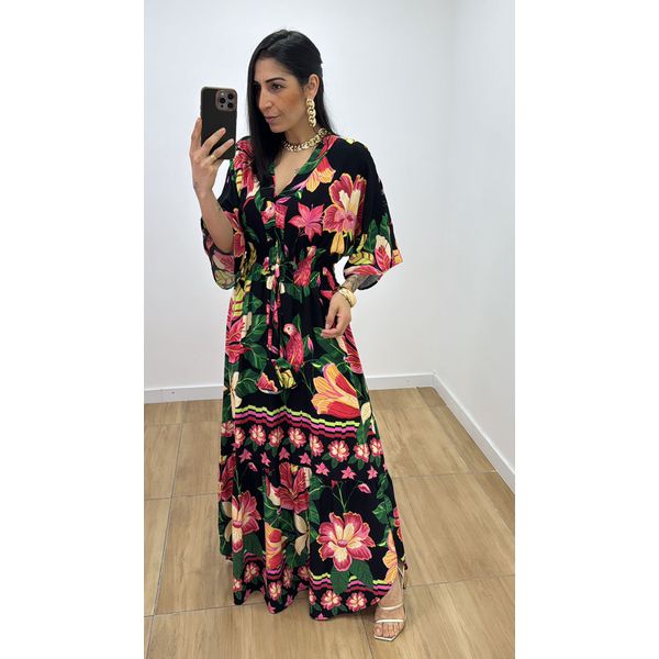 Vestido Talita Estampado 3 Preto