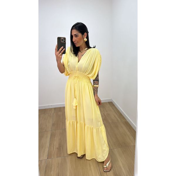 Vestido Tássia Amarelo Manteiga