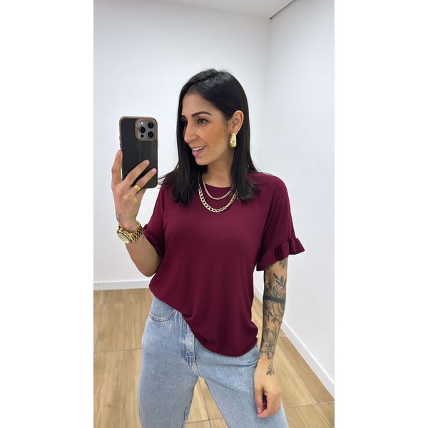 Tshirt Babado Vinho