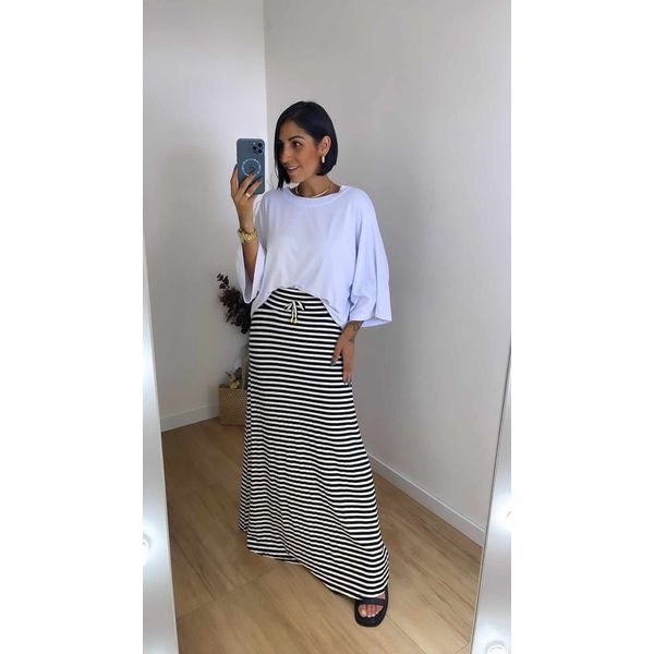 Saia preta com listra do lado best sale