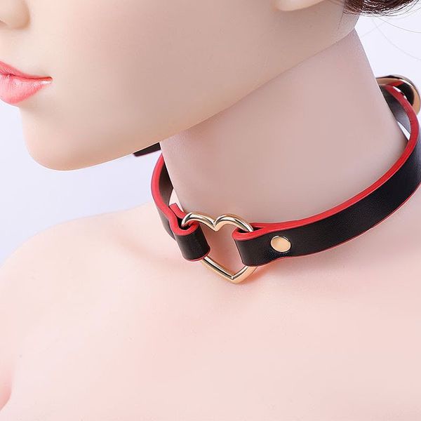 Coleira Bondage Com Coração / Choker - Preto e Vermelho