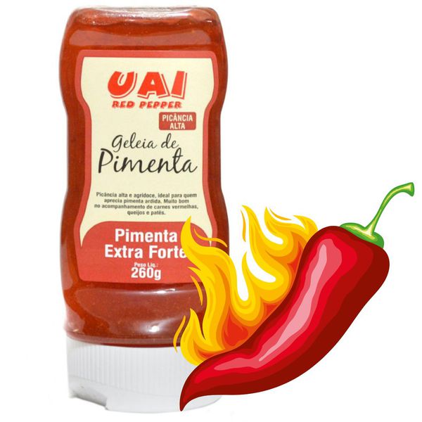 Geleia de Pimenta Extra Forte Uai Red Pepper Pote Plástico com 260 Gramas