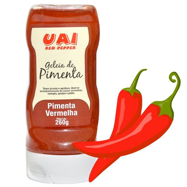 Geleia de Pimenta Vermelha Uai Red Pepper Pote Plástico com 260 Gramas
