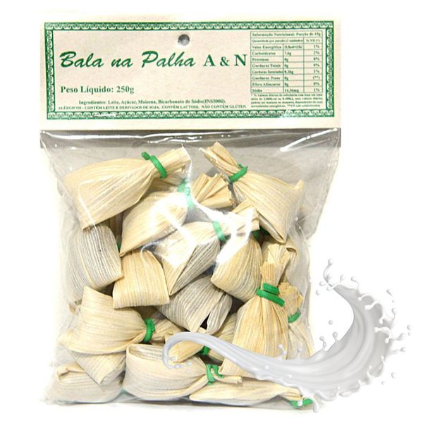 Bala na Palha A e N 250 gramas sabor Leite