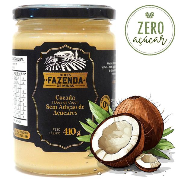 Cocada Cremosa Zero Açúcar 410 gramas Fazenda de Minas