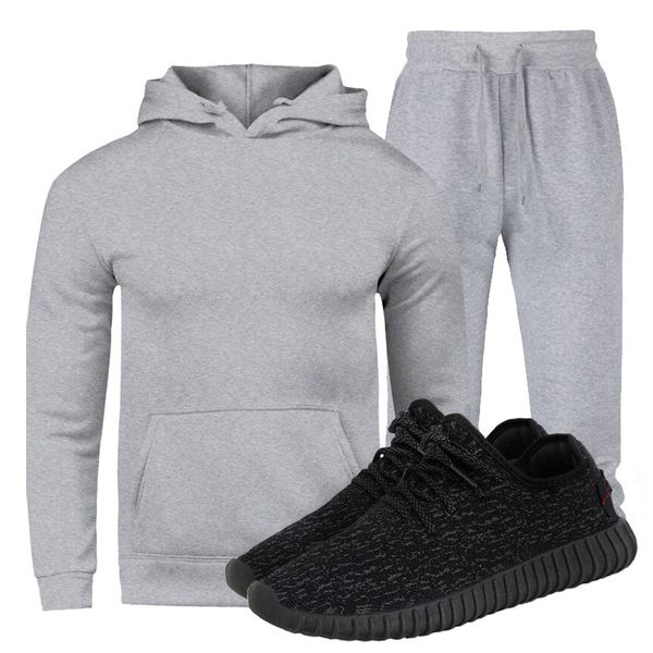 Kit Conjunto Moletom Masculino Cinza + Tênis Masculino Sport Yzi Preto - Lorenzzo Lopez