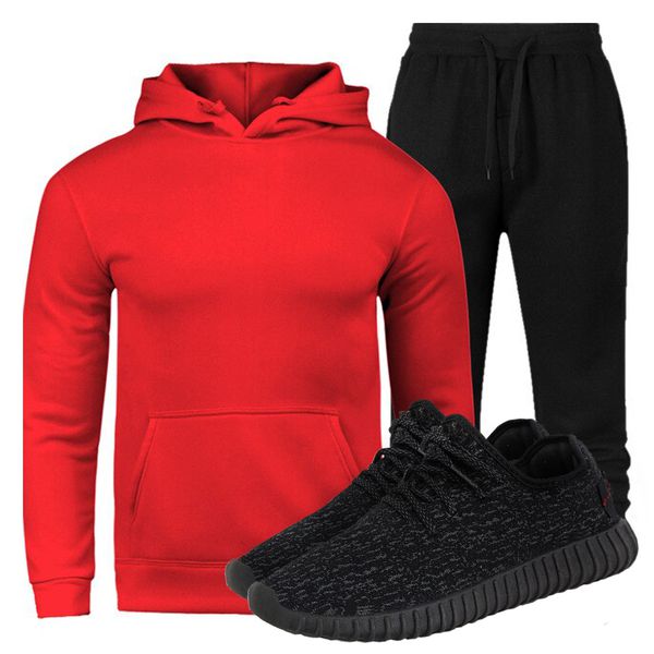 Kit Conjunto Moletom Masculino Vermelho/Preto + Tênis Masculino Sport Yzi Preto - Lorenzzo Lopez