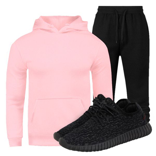 Kit Conjunto Moletom Masculino Rosa + Tênis Masculino Sport Yzi Preto - Lorenzzo Lopez