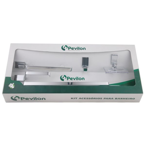KIT ACESSÓRIOS PARA BANHEIRO VIDRO 5 PEÇAS 5730 19332 PEVILON