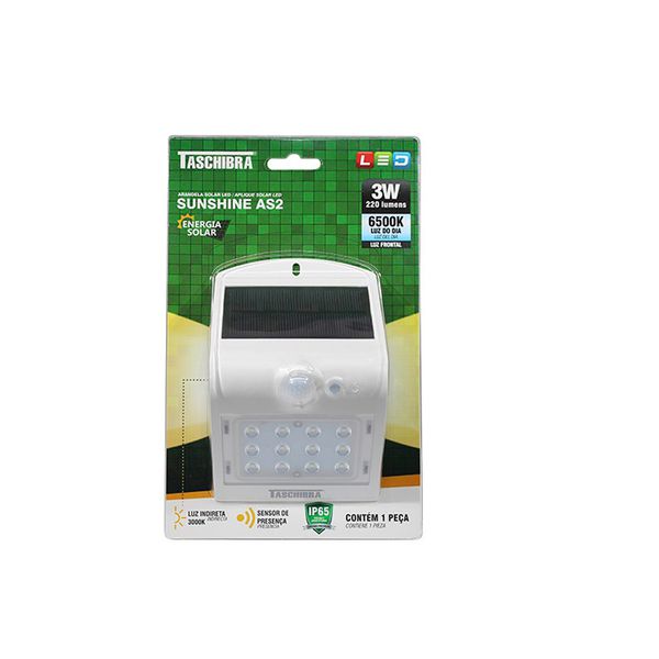 ARANDELA SOLAR SUNSHINE AS2 LED 3W 6500K 2398 TASCHIBRA