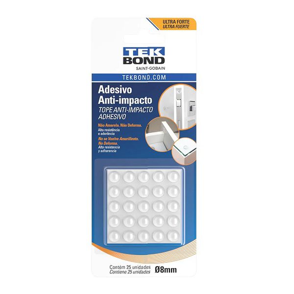 ADESIVO PROTETOR ANTI IMPACTO TRANSPARENTE 8MM 25 PCS TEKBOND