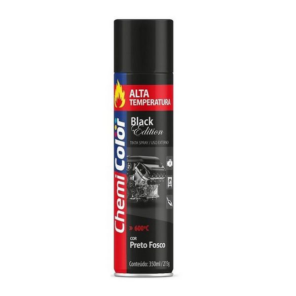 TINTA SPRAY ALTA TEMPERATURA PRETO FOSCO 350 ML 26708 CHEMICOLOR