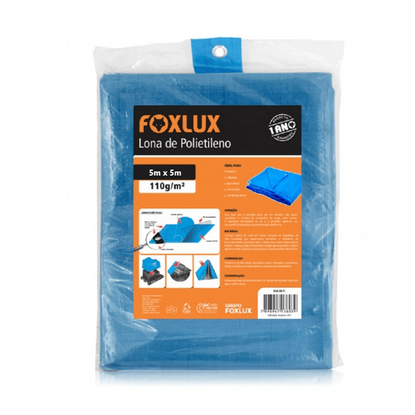 LONA AZUL 5X5 METROS COM ILHÓS FOXLUX