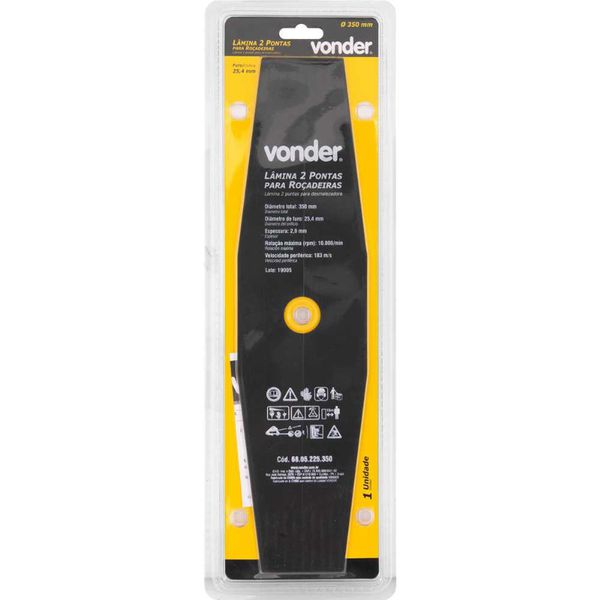 LÂMINA ROÇADEIRA 2 PONTAS 350X25,4X2,0MM 68.05.225.350 VONDER