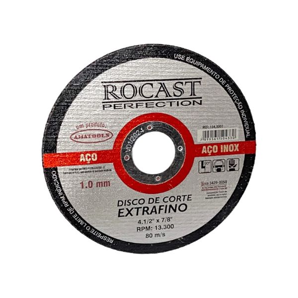 DISCO DE CORTE EXTRA FINO 4.1/2"X7/8" 1MM 134,0001 ROCAST