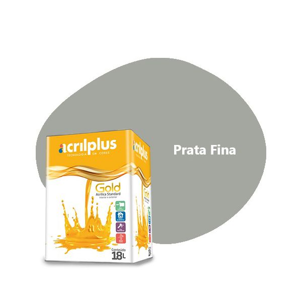 TINTA GOLD STANDARD ACETINADO PRATA FINA 18 LITROS 167029 ACRILPLUS