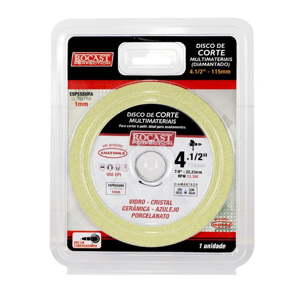 DISCO DE CORTE MULTIMATERIAIS 115X22.23MM 4.1/2" 412,0003 ROCAST