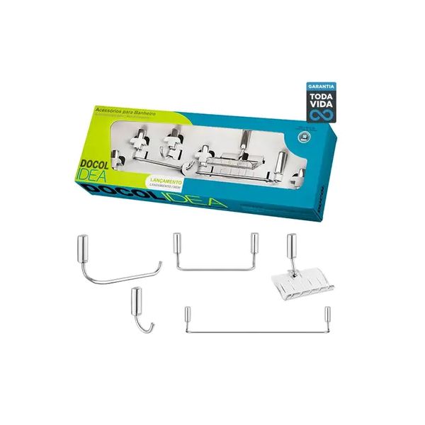 KIT ACESSÓRIOS IDEA CHROME POLIDO 5 PEÇAS 00586306 DOCOL