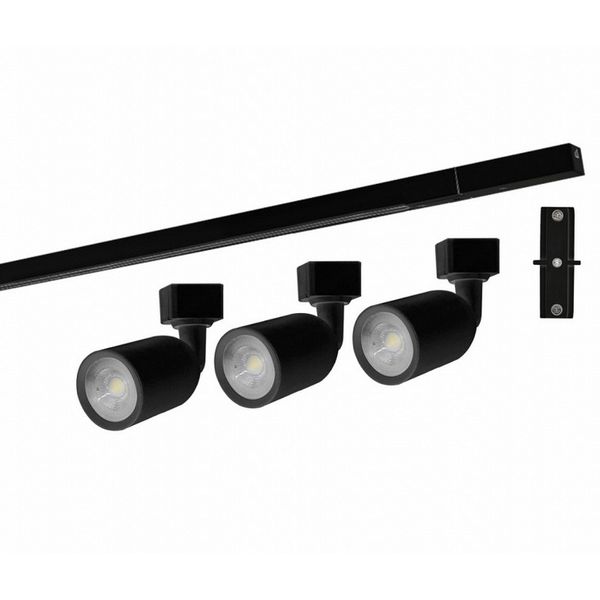 KIT TRILHO DIRECT LED 3000K BIVOLT PRETO 65090231 TASCHIBRA