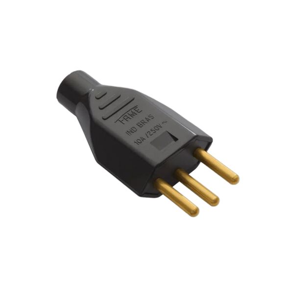 PLUG MACHO PADRÃO 2P+T 10A 250V PRETO 2142 FAME