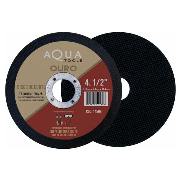 DISCO CORTE INOX OURO 110X1X22,2MM 4.1/2" 14509 AQUATOOLS