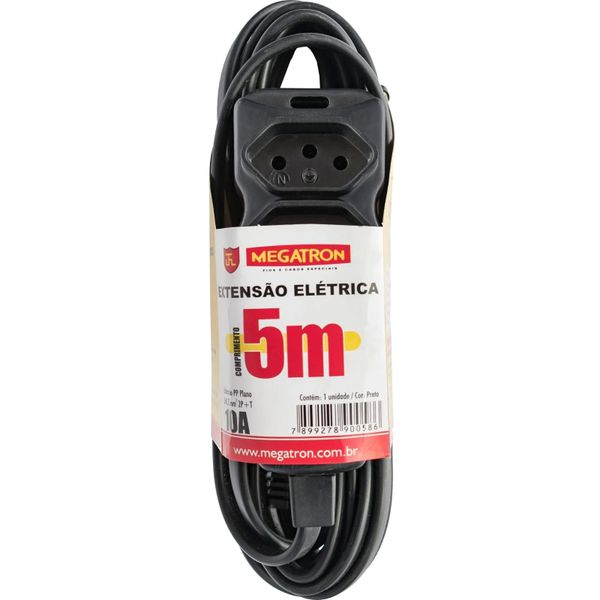 EXTENSAO TRIPLA CB PP. 3X0,75MM 5 MTS MEGATRON
