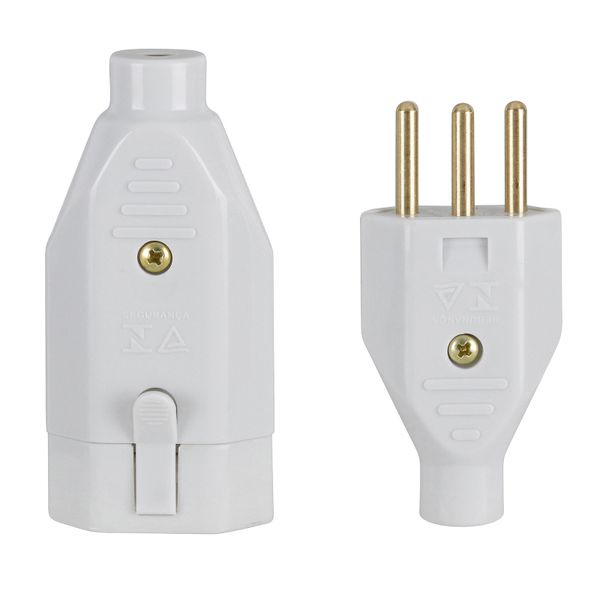 PLUG MACHO + FÊMEA PADRÃO 2P+T 10A 250V CINZA 1918 FAME