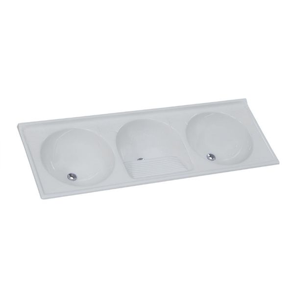 TANQUE SINTÉTICO GRANITADO TRIPLO Nº 4 CF 163X57CM GELO 500509 A.J.RORATO