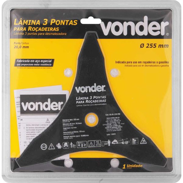 LAMINA PARA ROCADEIRA 3 PONTAS 255X20,0X3,8MM 6805320255 VONDER