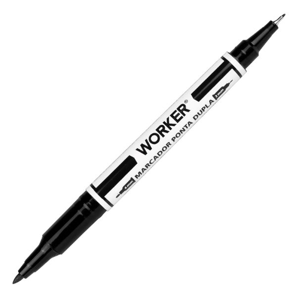 MARCADOR PONTA DUPLA RETROPROJETOR PRETO 930091 WORKER