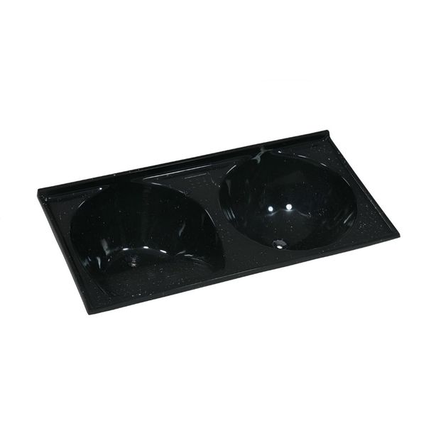 TANQUE SINTÉTICO GRANITADO DUPLO Nº5 124X62CM PRETO 502508 A.J. RORATO